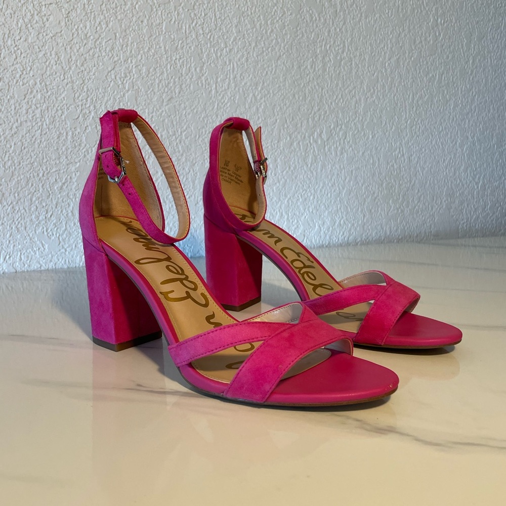 Sam Edelman Pink Open Toe Block Heel